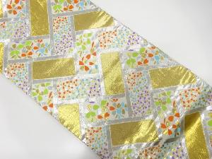 アンティーク　桧垣に桜模様織り出しリバーシブル踊り帯(材料)